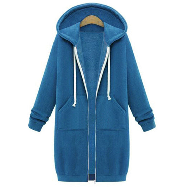 Hooded Long Sleeve Sweater Fleece Long Jacket